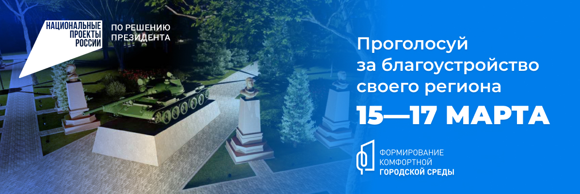 ПРОГОЛОСУЙ ЗА БЛАГОУСТРОЙСТВО СВОЕГО ГОРОДА 15–17 МАРТА